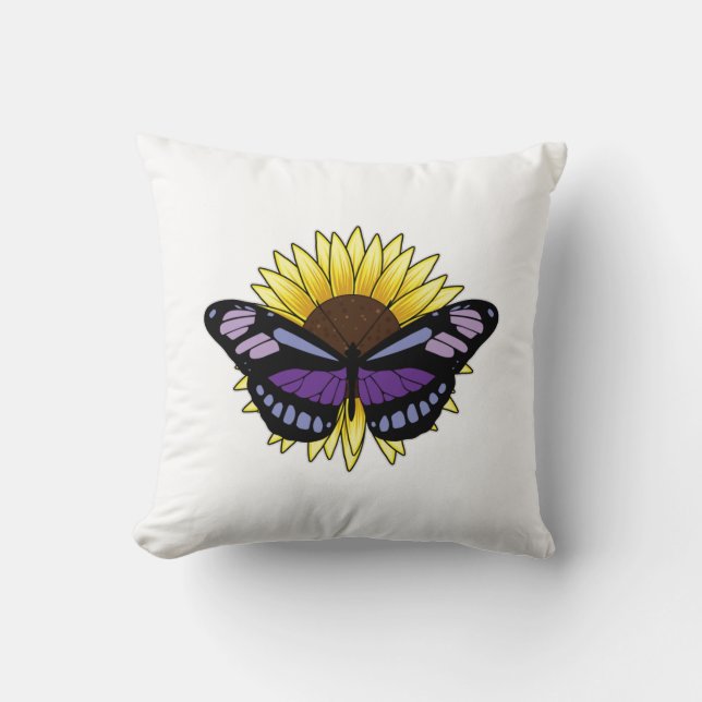 Cojín Decorativo Mariposa con girasol (Anverso)