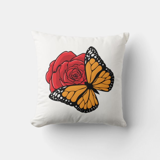 Cojín Decorativo Mariposa con Rosa (Anverso)