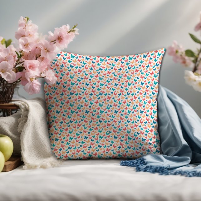 Cojín Decorativo Mariposa contemporánea azul turquesa blanca (Subido por el creador)