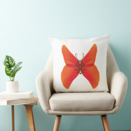 Cojín Decorativo Mariposa de amapola roja naranja con su nombre