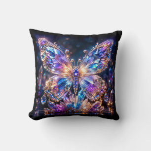 Cojín Decorativo Mariposa de Cristal Arcoíris Brillante Colorido