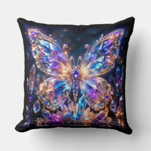 Cojín Decorativo Mariposa de Cristal Arcoíris   Brillante Colorido