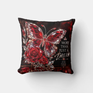 Cojín Decorativo Mariposa de cristal de rubí y rosa