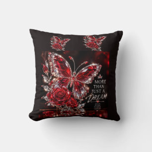 Cojín Decorativo Mariposa de cristal de rubí y rosa