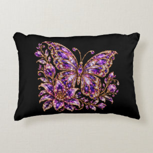 Cojín Decorativo Mariposa de Cristal Morado de Lujo