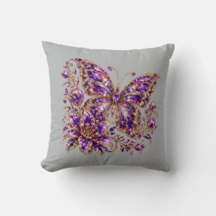 Cojín Decorativo Mariposa de cristal púrpura de lujo
