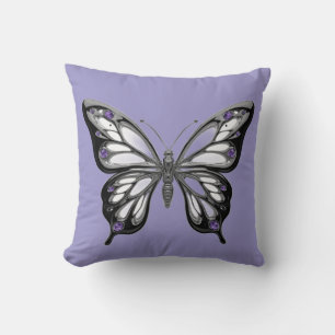 Cojín Decorativo Mariposa de Cromo Líquido Futurista Púrpura Amatis