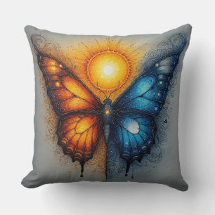 Cojín Decorativo Mariposa de dos colores sobre sol brillante