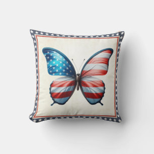 Cojín Decorativo Mariposa de Estados Unidos/patriota 4 de julio