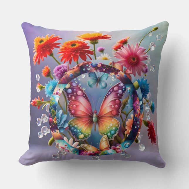 Cojín Decorativo Mariposa de flores (Anverso)