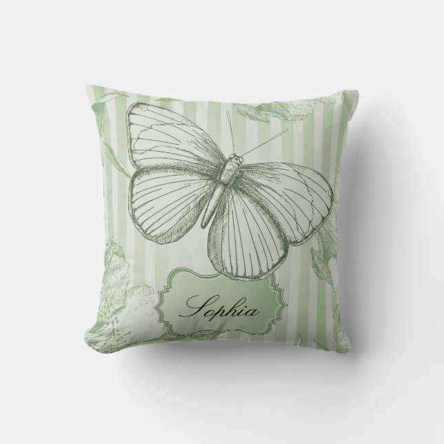 Cojín Decorativo Mariposa de menta (Anverso)