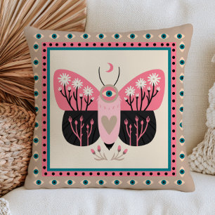 Cojín Decorativo Mariposa de Ojo Malvado Elegante Mística Pastel