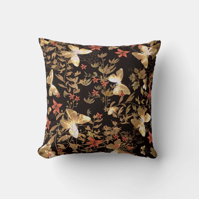 Cojín Decorativo Mariposa de oro (Anverso)