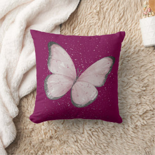 Cojín Decorativo mariposa de purpurina rosa