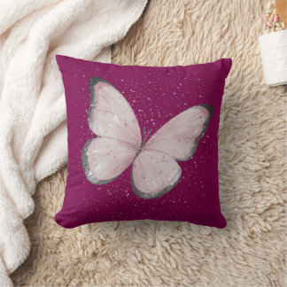 Cojín Decorativo mariposa de purpurina rosa