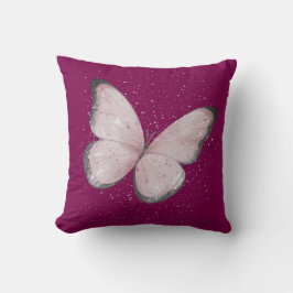 Cojín Decorativo mariposa de purpurina rosa