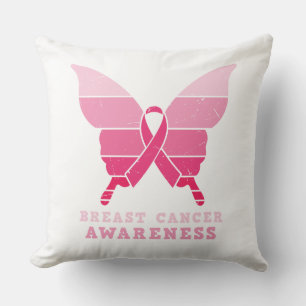 Cojín Decorativo Mariposa de sensibilización sobre el cáncer de mam