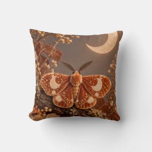 Cojín Decorativo Mariposa de terciopelo naranja Luna creciente dora