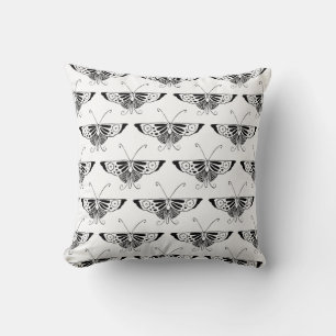 Cojín Decorativo Mariposa Deco estilizada - negro y blanco