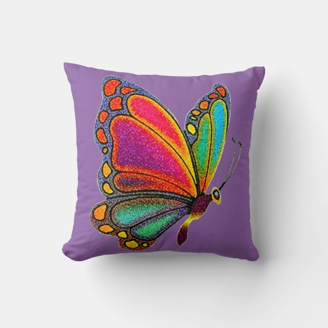 Cojín Decorativo Mariposa del arco iris (Anverso)