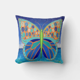 Cojín decorativo mariposa del océano azul