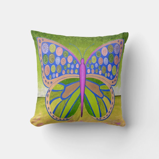 Cojín decorativo mariposa del océano verde (Anverso)