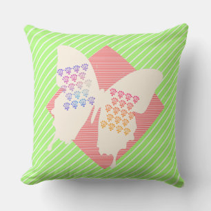 Cojín Decorativo Mariposa Diagonal Lime White