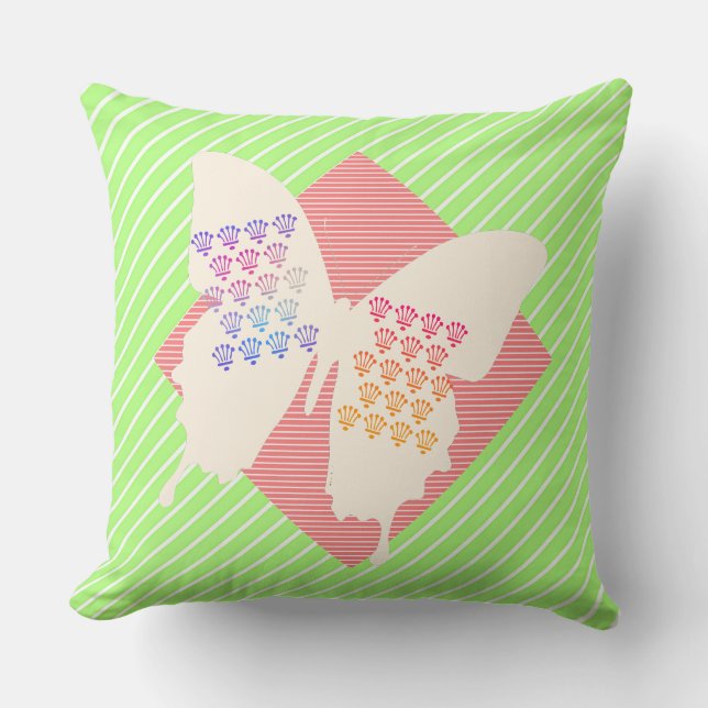 Cojín Decorativo Mariposa Diagonal Lime White (Anverso)
