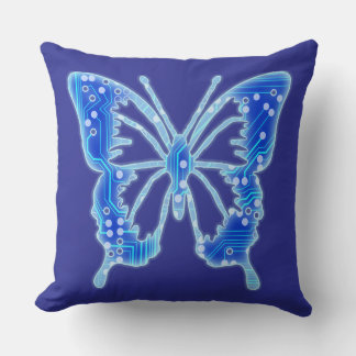 Cojín Decorativo Mariposa digital azul, fondo personalizar