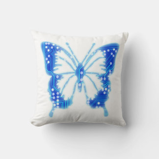 Cojín Decorativo Mariposa digital azul, fondo personalizar