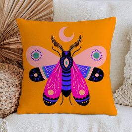Cojín Decorativo Mariposa elegante con Luna Creciente Amarillo Vibr
