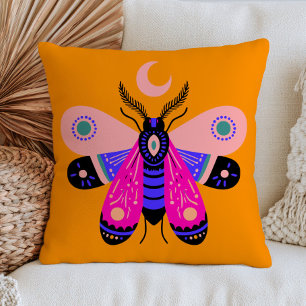 Cojín Decorativo Mariposa elegante con Luna Creciente Amarillo Vibr