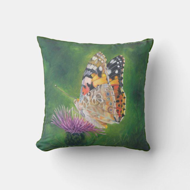 Cojín Decorativo Mariposa en Cushion de flores (Anverso)