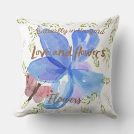 Cojín Decorativo Mariposa en el patio adorable acuarela moderna