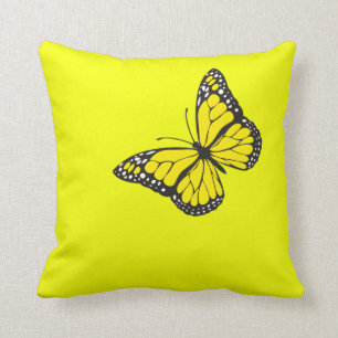 Cojín Decorativo Mariposa en fondo amarillo