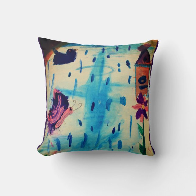 Cojín Decorativo Mariposa en un día de lluvia (Anverso)