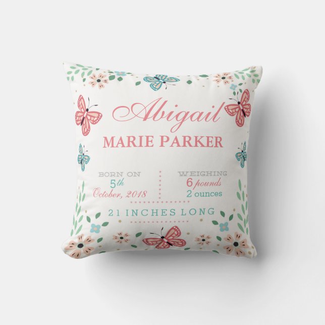 Cojín Decorativo Mariposa Floral Jardín Bebé Estrellas Pillow (Anverso)