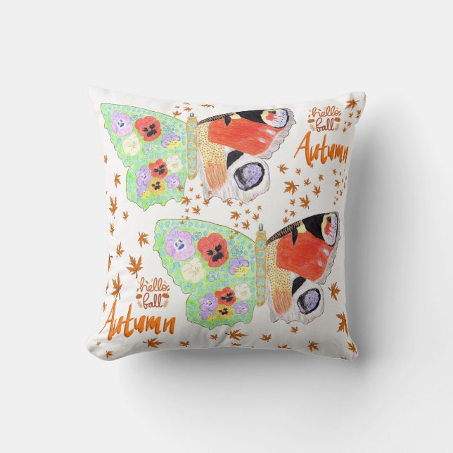 Cojín Decorativo Mariposa floral otoño (Anverso)