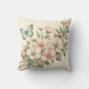 Cojín Decorativo Mariposa floral/primavera de estilo vintage