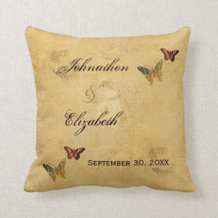 Cojín Decorativo Mariposa francesa beige del damasco del vintage de