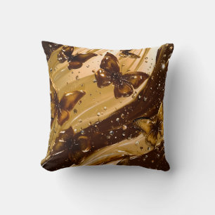 Cojín Decorativo Mariposa Glam Abstracta Metálica Dorada