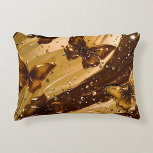 Cojín Decorativo Mariposa Glam Abstracta Metálica Dorada