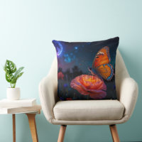 Mariposa grande sobre amapola psicodélica