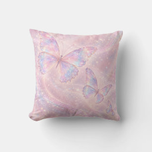 Cojín Decorativo Mariposa irisada niebla rosa