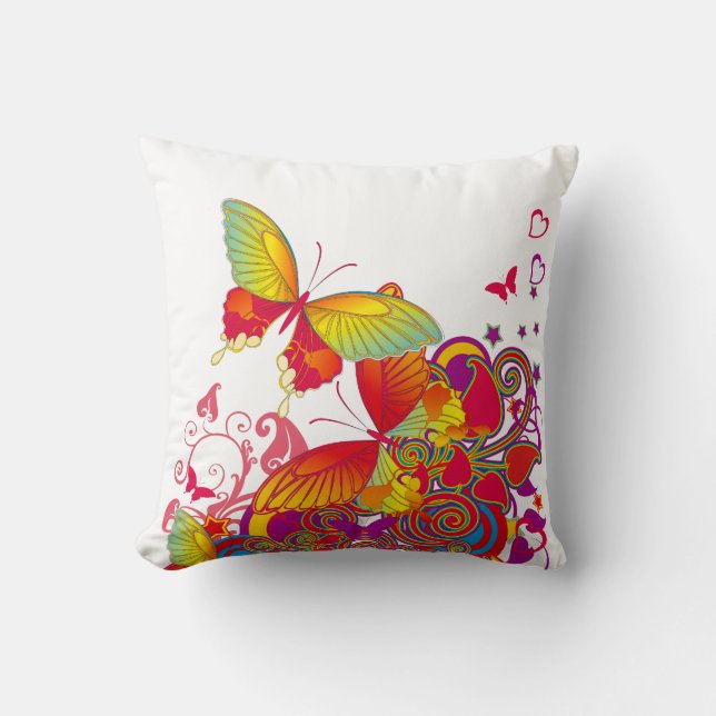 Cojín Decorativo Mariposa Jardín ArtDeco Americano MoJo Pillow (Anverso)