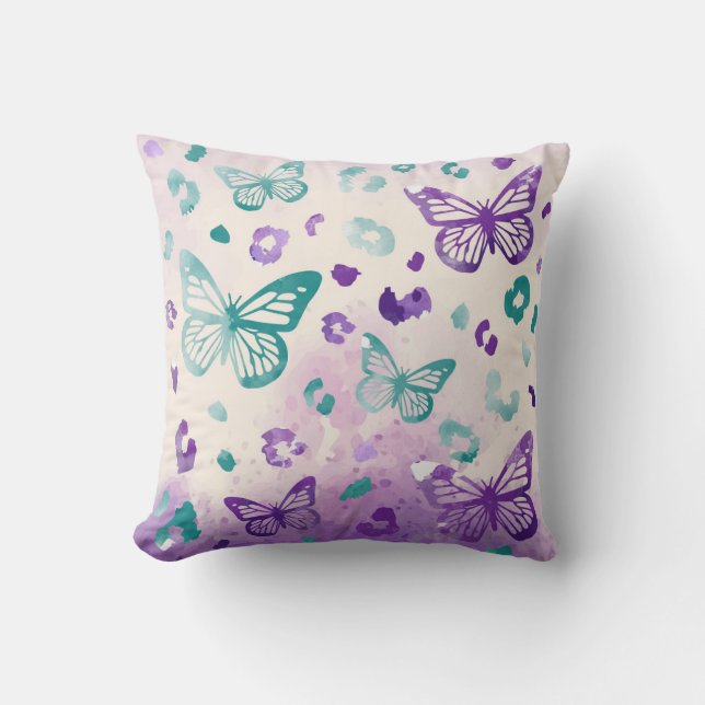 Cojín Decorativo Mariposa Leiopardo Gris púrpura (Anverso)