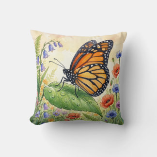 Cojín Decorativo Mariposa Linda En Una Hoja Insectos Pequeños 