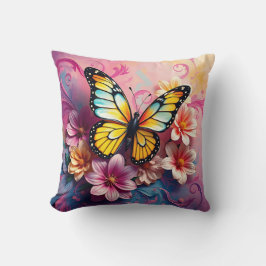 Cojín Decorativo Mariposa majestuosa con aguas florales