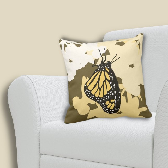 Cojín Decorativo Mariposa monarca amarillo de verano (Monarch butterfly Insect Animal Yellow Throw Pillow)