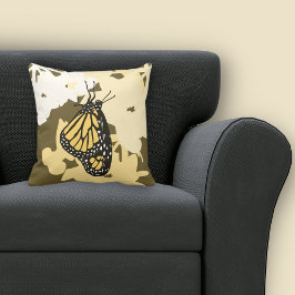 Cojín Decorativo Mariposa monarca amarillo de verano